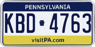 PA license plate KBD4763