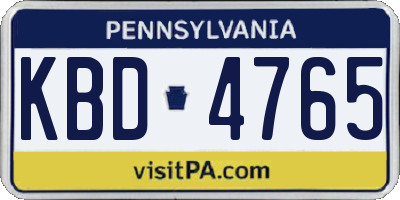 PA license plate KBD4765