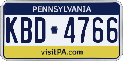 PA license plate KBD4766