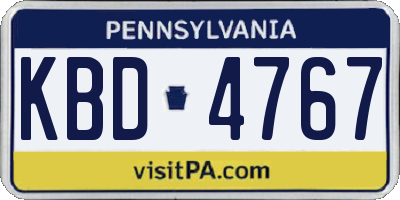 PA license plate KBD4767