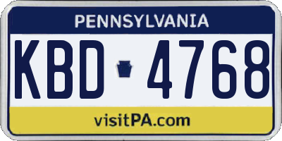PA license plate KBD4768