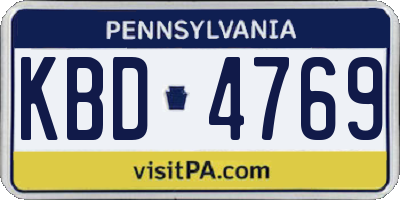 PA license plate KBD4769