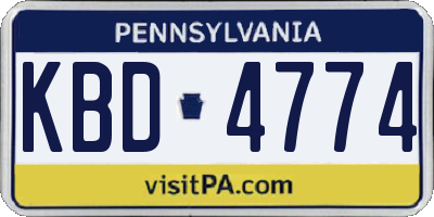 PA license plate KBD4774