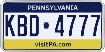PA license plate KBD4777