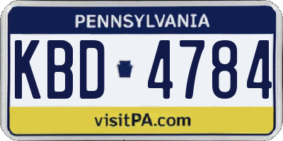 PA license plate KBD4784