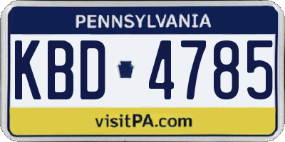 PA license plate KBD4785