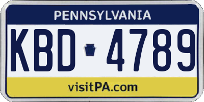 PA license plate KBD4789