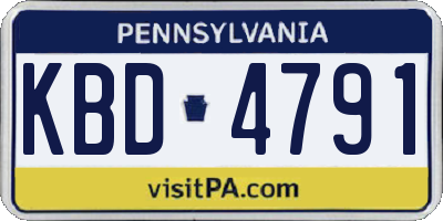 PA license plate KBD4791