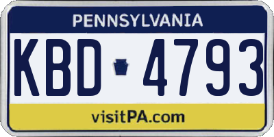 PA license plate KBD4793