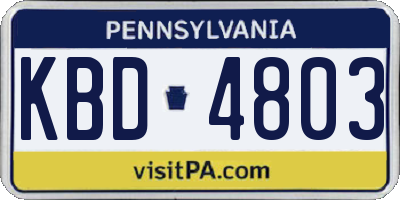 PA license plate KBD4803