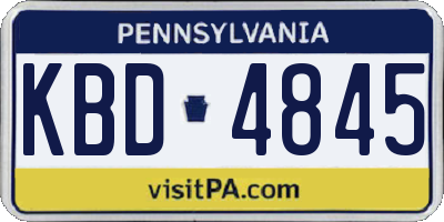 PA license plate KBD4845