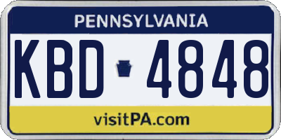 PA license plate KBD4848