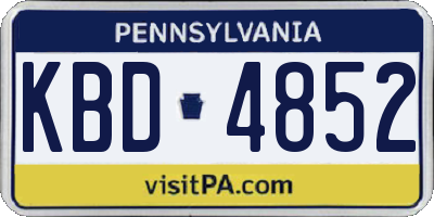 PA license plate KBD4852