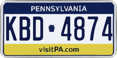 PA license plate KBD4874