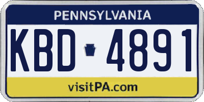 PA license plate KBD4891