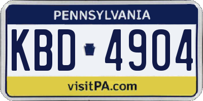 PA license plate KBD4904