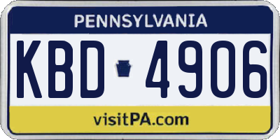 PA license plate KBD4906