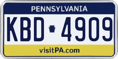 PA license plate KBD4909