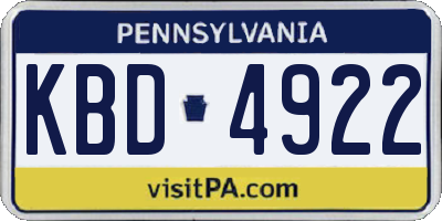 PA license plate KBD4922