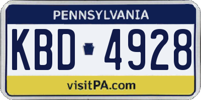 PA license plate KBD4928