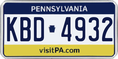 PA license plate KBD4932