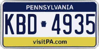 PA license plate KBD4935