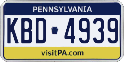 PA license plate KBD4939