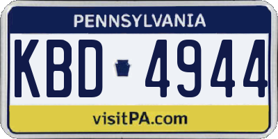 PA license plate KBD4944