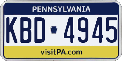 PA license plate KBD4945