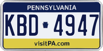 PA license plate KBD4947
