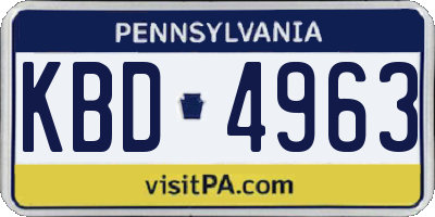 PA license plate KBD4963