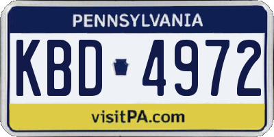 PA license plate KBD4972
