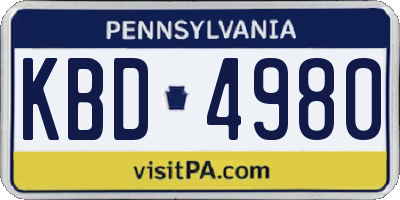 PA license plate KBD4980