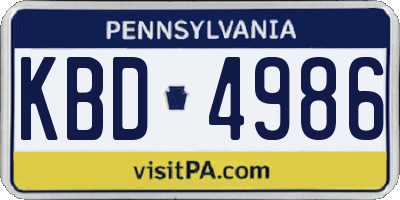 PA license plate KBD4986