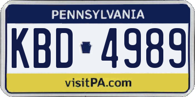 PA license plate KBD4989