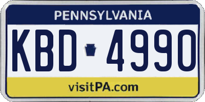 PA license plate KBD4990