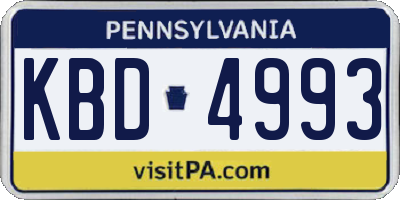 PA license plate KBD4993