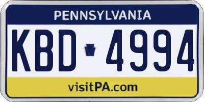 PA license plate KBD4994