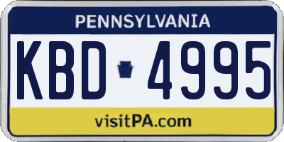 PA license plate KBD4995
