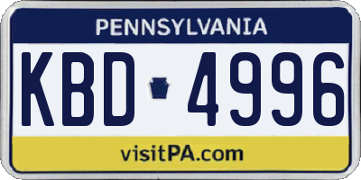 PA license plate KBD4996