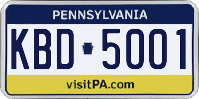 PA license plate KBD5001