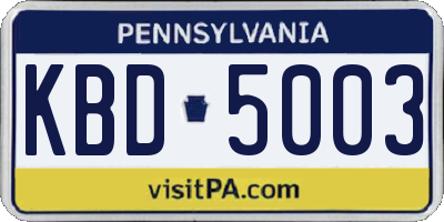 PA license plate KBD5003