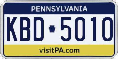 PA license plate KBD5010