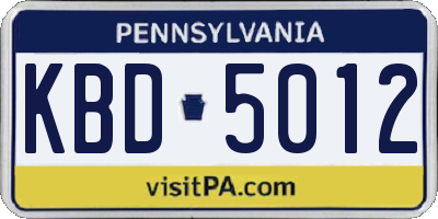 PA license plate KBD5012