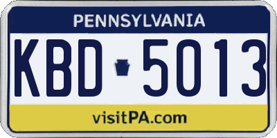 PA license plate KBD5013