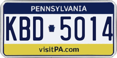 PA license plate KBD5014