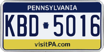 PA license plate KBD5016