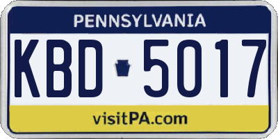 PA license plate KBD5017