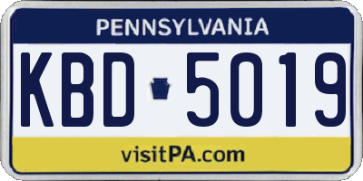PA license plate KBD5019
