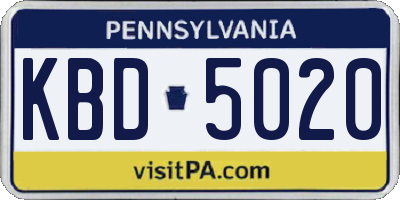 PA license plate KBD5020